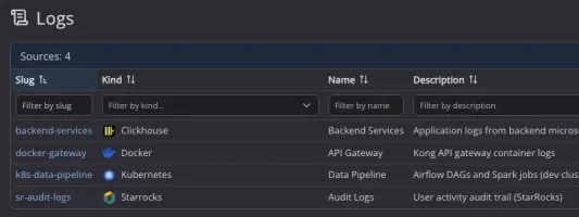 Sources management in dark theme
