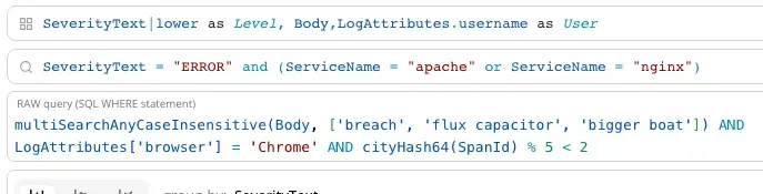 Search and filter interface in light theme