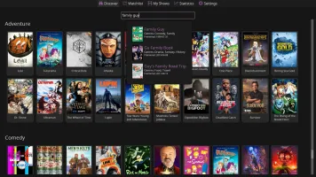 Discover page showing new and aired series