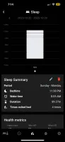 Biometrics sleep data view