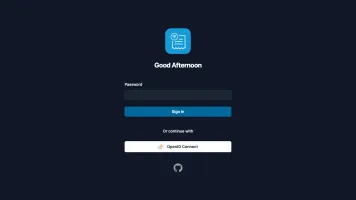 Login screen on desktop