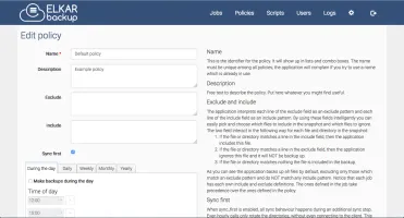 Edit policy screenshot