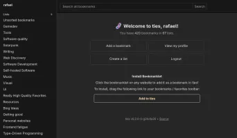 Start page showing bookmark collections