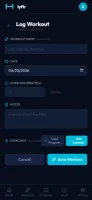 Active workout screen on mobile