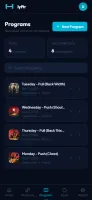 Programs screen on mobile