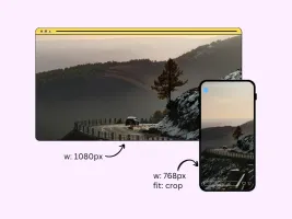Same image transformed for different screen sizes