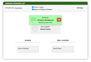 Speaking list administration interface