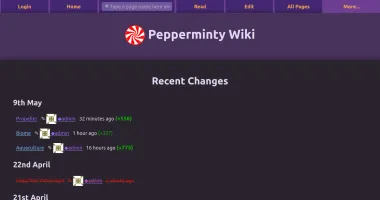 Recent changes page in dark theme