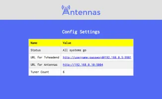 Antennas web configuration summary page