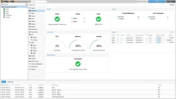 Proxmox VE web interface running in Docker