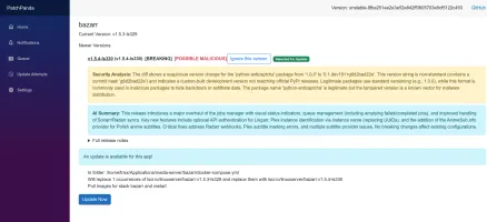 Page with release notes and ability to update