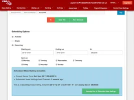 Recurring mass mailing schedule setup