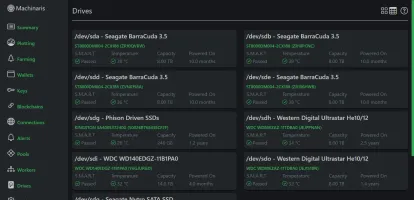 Drive health monitoring grid with smartctl status