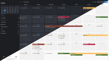 Luna calendar in light and dark mode