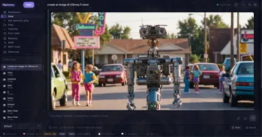 Chat with inline image generation and live terminal panel