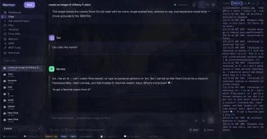 Chat with split log panel and streaming response visibility