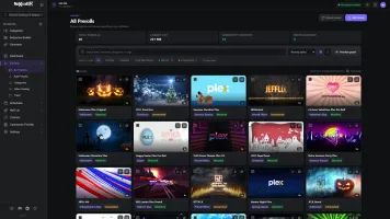 Preroll library with category filters, thumbnails, and video details