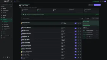 Schedule management with named schedules, timing, and playback rules