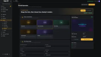 NeX-Up Generator Studio with live preroll preview and presentation controls