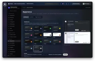 Appearance settings with 14 ready-made ambiances and live preview