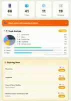 EverShelf dashboard showing pantry, fridge, freezer, and shopping sections