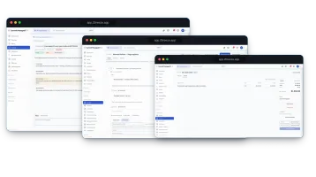 PSA workflow showing ticket, quote, and invoice stages on the same record