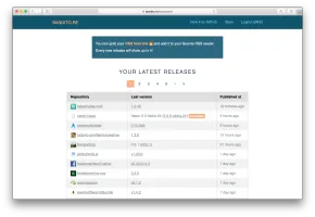 Banditore web interface showing feed of GitHub releases