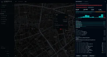 IP inspector open over the map for a banned address