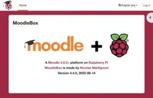 Moodle home page after connecting to MoodleBox Wi-Fi