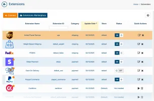 Shipping methods configuration