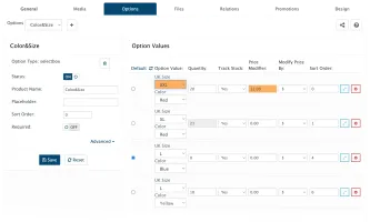 Product variants and options