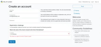 Registration challenge on sign up page