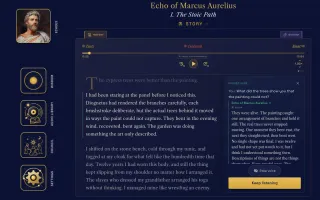 Story chapter paused with ask bar showing typed question and Echo's answer as text