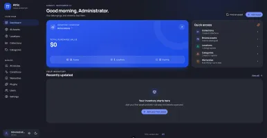 Attic home inventory dashboard in dark mode