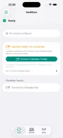 VaultSync home screen showing sync status, devices and Obsidian vaults