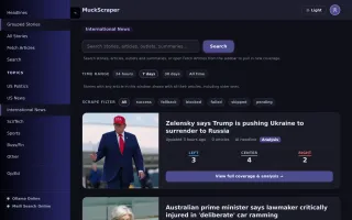Grouped stories view in dark mode