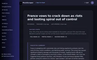 Multi-source story view showing summary and 88 articles from 22 outlets