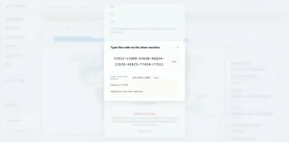Pairing code screen