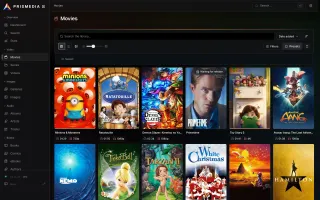 Movie library in the Prismedia web app