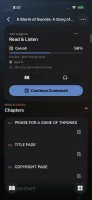 Book with reading, listening, and combined progress in the native app