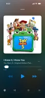 Native music player with album artwork and playback controls