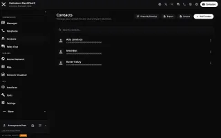 Desktop contacts view in dark mode