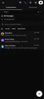 Mobile messages list in dark mode