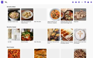 Recipe home screen in light theme