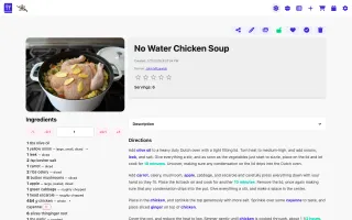 Recipe detail view in light theme