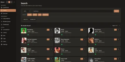 Universal Search screen for finding artists across services