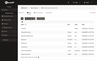 GameAP file manager for browsing and editing game server files