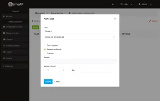 GameAP task scheduler for automated game server maintenance