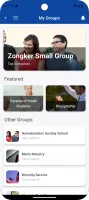 B1 mobile app showing church groups