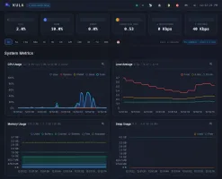 Kula web dashboard in dark mode